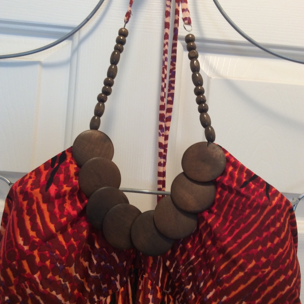 🌺Colorful Halter tie neck wood bead detail🌺XL🌺 - Picture 4 of 8